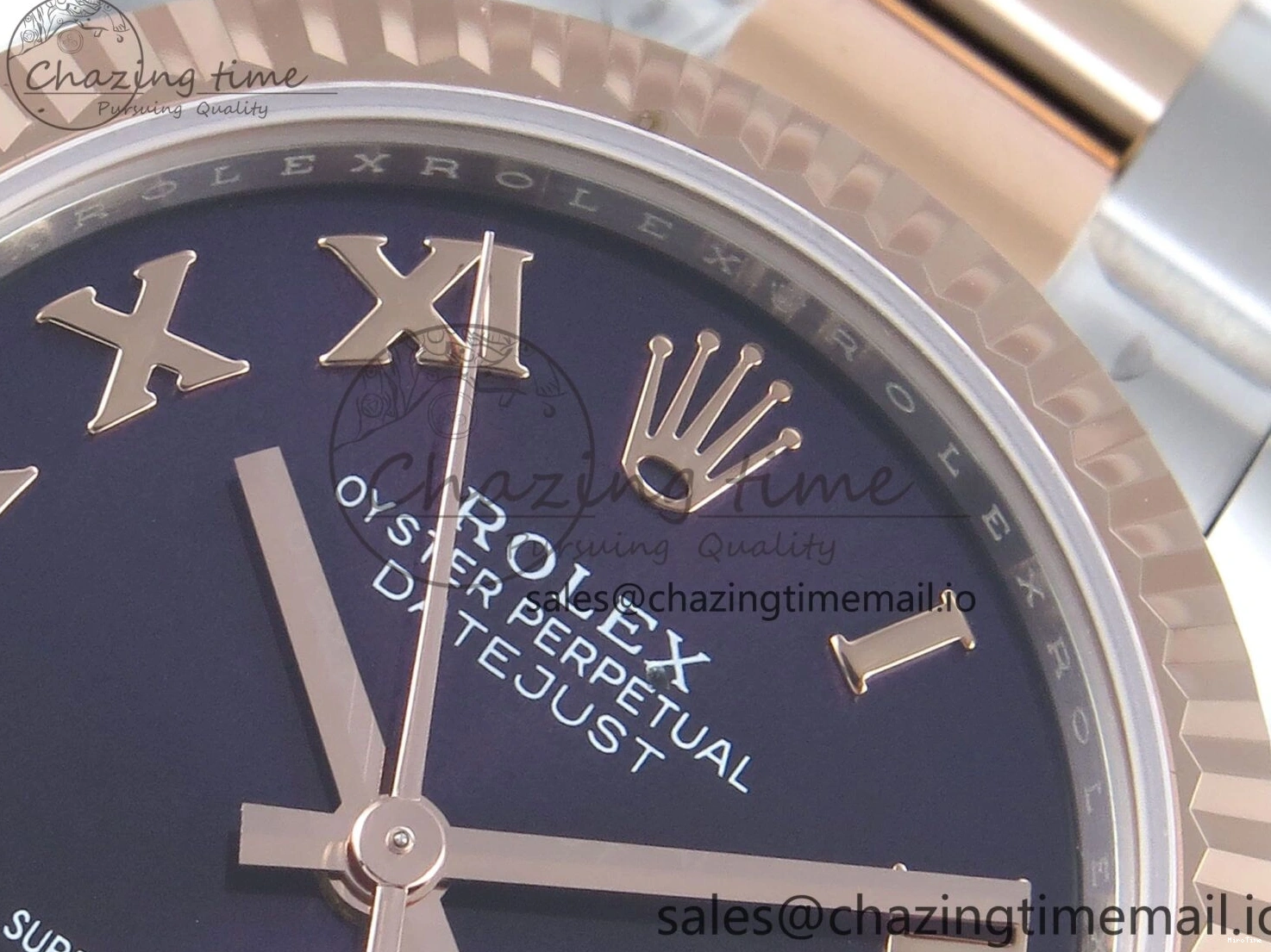 MiroTime 0218 DateJust 31 278271 ARF 1:1 Best Edition 904L Steel Purple Roman Diamonds Dial on SS RG Oyster Bracelet ETA TechFriendly 523